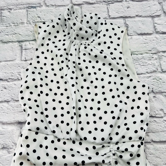 Karl Lagerfeld Black and White Polka Dot Dress Womans Size 6 Sleeveless High Low - Picture 2 of 9